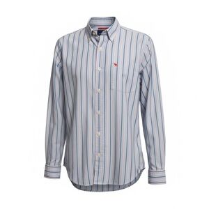 Abercrombie Pink Blue Stripe Button Up Muscle Fit Shirt Men’s L